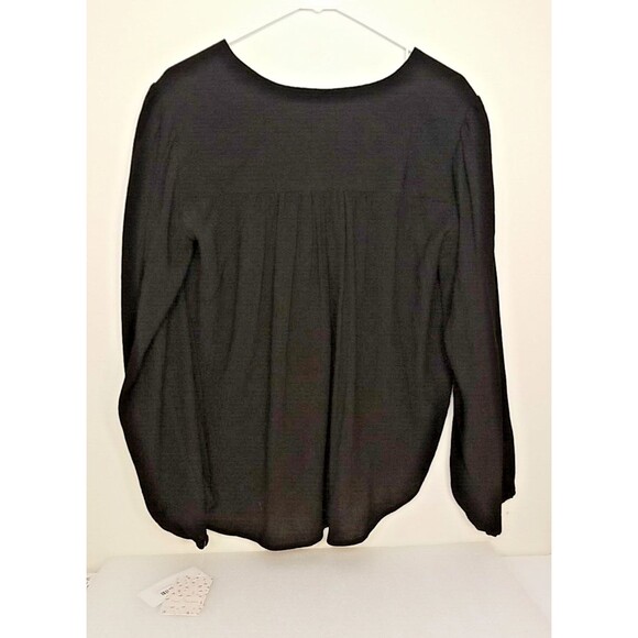 FREE PEOPLE CHECK ON IT NWT XS Black Faux Wrap Long Sleeve Draped Top NEW T8 - Picture 5 of 10